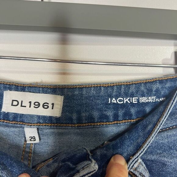 DL1961 Jackie High Rise Cropped Flare Jeans Raw Hem Sz 29 - Picture 4 of 12